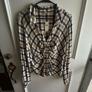 Pilcro Anthropologie Plaid Button-Up Women Top